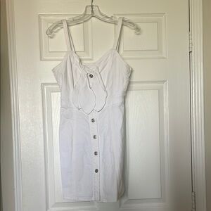 7 For All Mankind White Denim Button-Down Dress